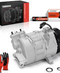 Premium AC Compressor With Clutch Replacement Straight Up Built Tough For Knockout Cooling On Your Daily Driver Compatible With Chevrolet Gmc Sierra Tahoe Yukon 60l Lfa 7sas18a Pag 46 Oil 4 Groove with installation manual and gloves.