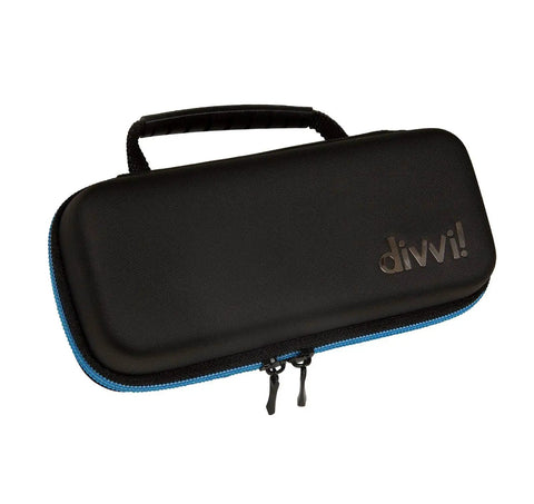 Divvi hardshell case for Flip 5 Bluetooth Speaker Bundle with handle and zipper in black and blue finish.
