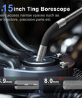3.9mm Two Way Articulating Borescope With 7 Inch IPS Screen 1080P Endoscope Camera showing flexible probe in engine