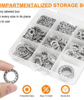 Internal Tooth Star Lock Washers Kit 304 Stainless Steel Assortment With 485 Pieces In 8 Sizes M2.5 To M12 in storage box
