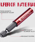 Superior material highlights of Ten Piece Magnetic Extension Bit Holder Set With Hex Shank One Quarter Inch S2 Steel Bits Aluminum Alloy Sleeve