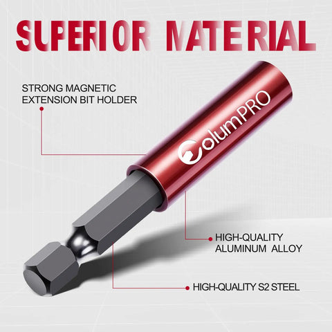 Superior material highlights of Ten Piece Magnetic Extension Bit Holder Set With Hex Shank One Quarter Inch S2 Steel Bits Aluminum Alloy Sleeve