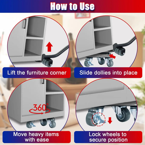 How to use Essential Heavy Duty Furniture Movers Dolly Set for safe lifting and moving of heavy items effortlessly.
