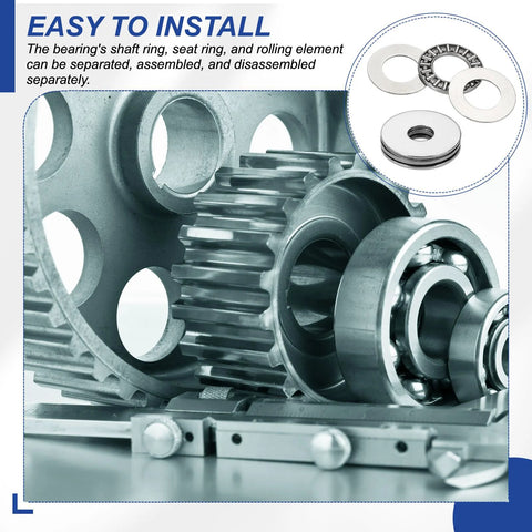 Front view of thrust needle roller bearings 15x28x4 mm with washers, 10 pcs, chromium steel, silver