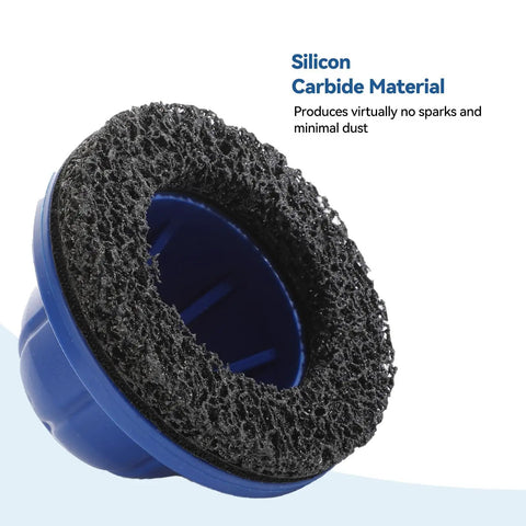 Six Inch Wheel Hub Resurfacing Kit With Polisher And Drill Adapter For Do It Yourself Auto Rust Removal close-up of silicon carbide pad