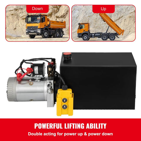 Electric Hydraulic Pump 20 Quart Double Acting With Metal Reservoir For Dump Trailers Heavy Duty And Easy To Install Built In Overpressure Relief Valve For Safe Reliable Power Preassembled And Ready To Run