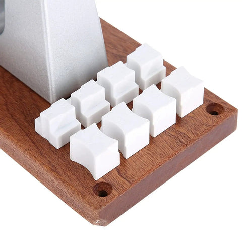 Metal Base Watch Case Back Opener Tool Adjustable Bench Fixture inserts detail on wooden base