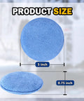 Six Pack 5 Inch Car Wax Applicator Pads, Round Foam And Microfiber Buffing Pads, size illustration, top and side view