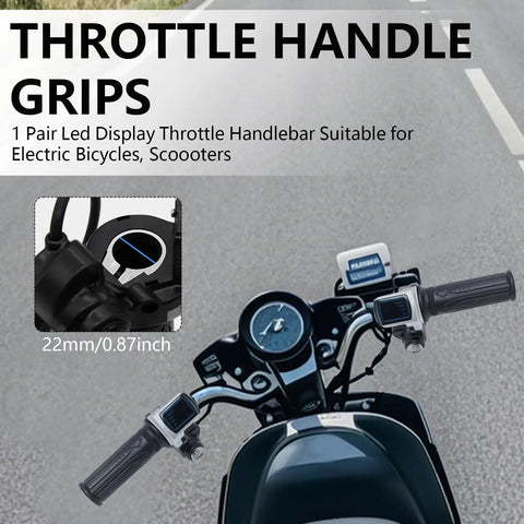 48V Half Twist Throttle Grip With LED Display And Lock Key Set For Bikes And Scooters Easy Install Smooth Acceleration Durable Build Power Readout Only Active On 48V Systems