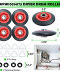 Master Grade Dryer Repair Kit Compatible With Whirlpool And Kenmore Featuring Solid Drum Rollers Idler Pulleys And Heavy Duty Drive Belt Zero Sweat Diy Setup with four drum rollers