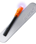 Quick Fix Uv Glue Kit With Curing Light For Plastic Welding And Multi Material Repair Ideal For Jewelry Making And Epoxy Resin Crafts Rapid Adhesive That Sticks To Almost Anything In A Snap on silver tray with UV light and applicator.