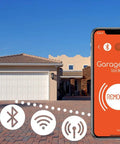 Smart Garage Door Opener With WiFi And Bluetooth, Control From iPhone And Android Apps, showing connected garage door app