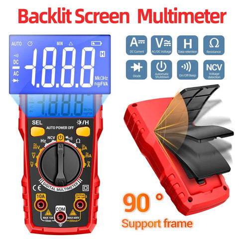 Pro Grade All In One Electrical Testing Kit With Digital Multimeter Non Contact Voltage Tester And Outlet Tester, backlit screen