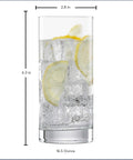 Paris Iceberg Long Drink Glasses Set Of 6, 16.5 Ounce Tritan Crystal Drinking Glasses for Long Cocktails with lemon slices.