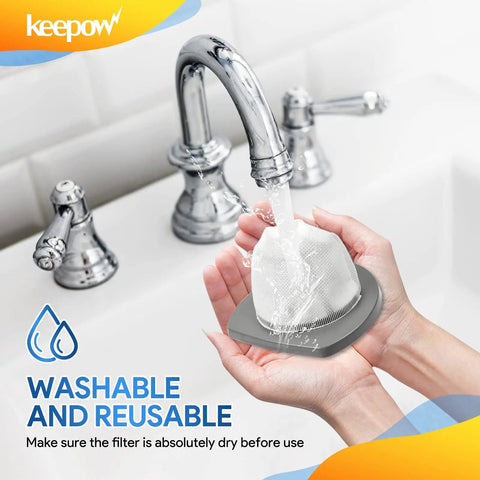 Person washing Featherweight Replacement Filter Compatible With Bissell Featherweight Stick Lightweight Vacuum under faucet
