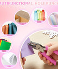 Two Pack Handheld Hole Punches With One Quarter Inch And One Eighth Inch Holes Soft Pink Grip Handy for Crafts