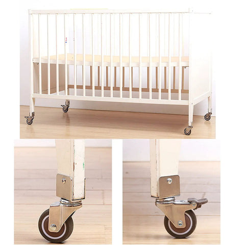No Hassle 2 Inch TPE Rubber Caster Wheels With Quiet Swivel Casters And Secure Safety Brakes Rock Solid U Bracket Fit For Baby Beds on crib