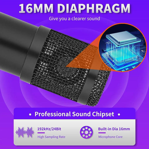 Condenser USB Microphone Kit With Cardioid Pattern For Studio Streaming And Podcasting Plug And Play With Adjustable Scissor Arm