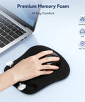 Ergonomic Memory Foam Wrist Rest Mouse Pad For All Day Comfort And Pain Relief During Gaming And Office Tasks Waterproof Surface With Non Slip Base Portable And Travel Friendly For Computer Laptop Home And Travel