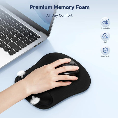Ergonomic Memory Foam Wrist Rest Mouse Pad For All Day Comfort And Pain Relief During Gaming And Office Tasks Waterproof Surface With Non Slip Base Portable And Travel Friendly For Computer Laptop Home And Travel