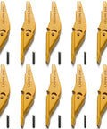 Weld On Flush Mount 2A Bucket Shanks And L2520W 2AH Teeth With Pins For Backhoe And Mini Excavator Buckets Beefy Heavy Duty Digging Teeth Adapter Set 10 Piece shown in a grid.