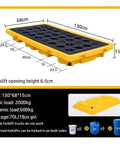 Heavy Duty Spill Containment Pallet For 1 To 4 Drums, Built Tough For Garage And Warehouse Storage Platform, 130 cm x 68 cm
