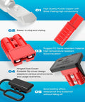 High Current 120 Amp Battery Quick Connect Kit Red for 2 to 6 Gauge Cables 12V to 36V Winches RV and Truck Power Wiring Quick Disconnect Plug Set Anderson Style Connectors 4 Pack red connector with dust cover