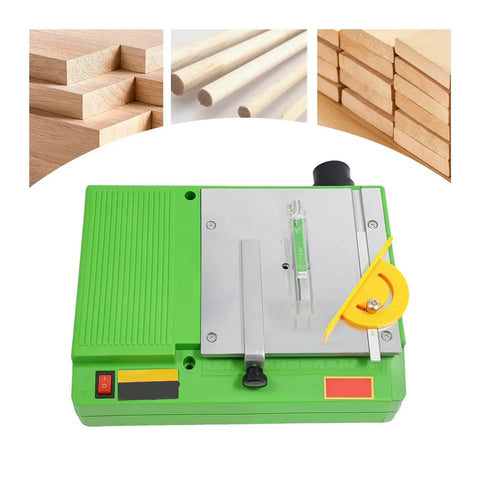 Compact 480W Mini Table Saw Featuring A Knockout Motor And Hella Smooth Wood Panel Slicing Lightweight Portable Electric Cutting Tool Perfect For Your Next Dope Diy Project with adjustable guide.