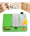 Heavy Duty Portable Saw Station 480W Mini Table Saw For Sharp Precision Wood Cutting Compact Build with adjustable angle and level.