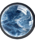 Four Piece Blue Marbled Cabinet Knobs And Drawer Pulls With Striking Crystal Glass Balls showing blue marbled glass ball design.