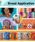 8.5x11 Sublimation Paper 100 Sheets With Thick Coating For Crisp Prints And 30s Quick Dry Heat Transfer Paper For All Sublimation Blanks featured in mugs, phone cases, and coasters display.