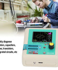 VI Curve Tester For Electronics Repair Game Changing Fast Component Fault Diagnosis Detects Resistors Capacitors Diodes And Transistors With Infrared Decoding 0.1 Volt Resolution 109000 Hertz For PCB Diagnosis in use by technician