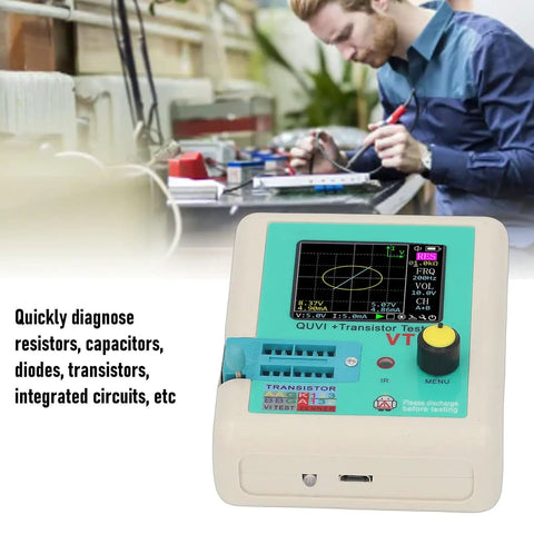 VI Curve Tester For Electronics Repair Game Changing Fast Component Fault Diagnosis Detects Resistors Capacitors Diodes And Transistors With Infrared Decoding 0.1 Volt Resolution 109000 Hertz For PCB Diagnosis in use by technician
