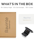60 Packs 30 Pairs 3/8 Inch Inset Matte Black Cabinet Hinges Self Closing with screws and door bumpers box contents