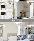 DIY Effect showing Shower Niche Tile Ready Organizer Set 32 By 20 Inches With 16 By 20 Single and Double Shelf in different room settings.