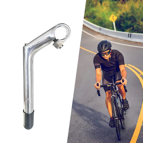 Ride-Ready Gooseneck Bike Stem Aluminum Alloy for 22.2mm Fork Tube and 25.4mm Handlebar with cyclist background
