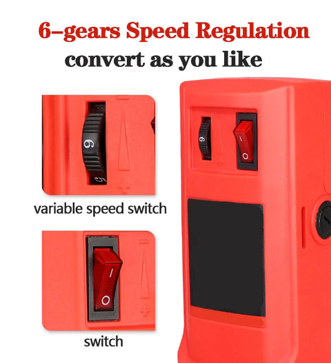 Close-up of 6-gears speed regulation switches on Piefeak 6-Speed Electric Pillar Drill Bench Machine With Vice for precise adjustments.