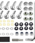 Anti Theft License Plate Screw Kit with Tamper Proof Bolts that Beat Theft and Chrome Caps in 304 Stainless Steel Car Plate Mounting Hardware