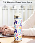 32 Oz Smart Water Bottle Hydration Tracker With Gentle Drink Alarms And Heavy Duty Insulation Keeps Drinks Bone Cold For Hours Ideal For The Daily Grind And Health Hustles To Help You Lock In Your Sips And Chase Wellness Wins Effortlessly in a colorful design on a desk.