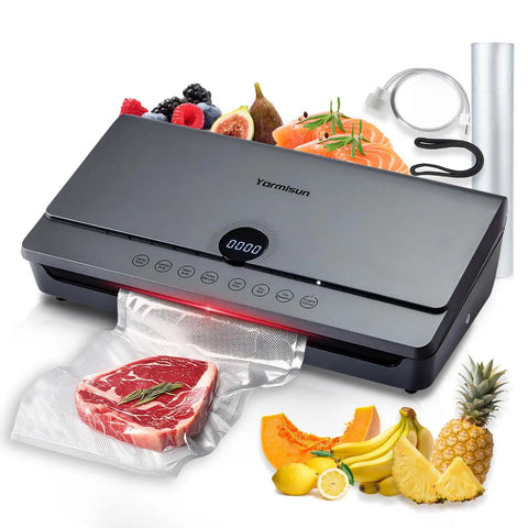 Powerhouse Vacuum Sealer For Food With 90KPa Power And 7 In 1 Modes Damp Moist Dry Canister And More Freshness Storage Bag Included Big Size No Pressing Needed sealing meat and fruits