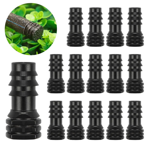 DIY Ready 1/2 Inch Drip Irrigation End Cap Kit with 15 Barbed End Plugs for 1/2 Inch Tubing 13mm ID Barbed Connectors