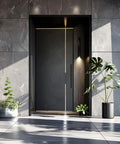 12 Inch Double Sided Push Pull Door Handle Ladder Pull In Matte Black Stainless Steel SUS304 Tough As Nails For Commercial Glass And Residential Wood Barn And Metal Doors on black front door