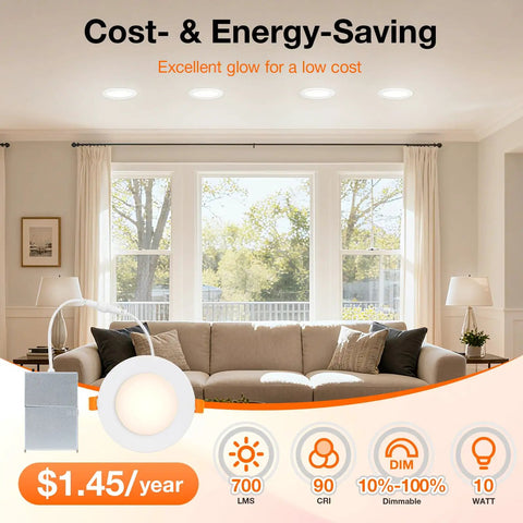 Slick 4 Inch Recessed Led Can Lights, Wet Rated Downlight Fixtures With Easy Color Temperature Switching, Dimmable Bright Bulbs That Bring Serious Style To Kitchens And Bathrooms, Pack Of 6