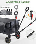 Collapsible Wagon Cart With Brakes 400 Lb Heavy Duty Large Capacity Portable Folding Wagon, gray, adjustable handle, outdoor use.