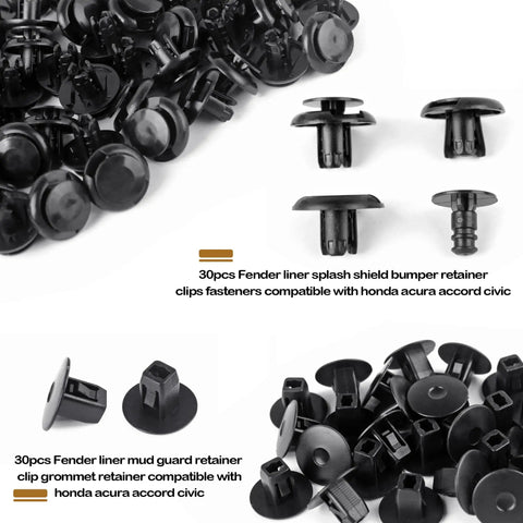 All In One Push Retainer Clips Kit For Honda Acura Accord Civic Fender Liner And Bumper 8mm Hole Replacement 121 Pcs Pack
