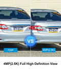 Comparison of car license plate clarity: 720P versus 4MP (2.5K) with Outdoor Wireless Security Camera Battery Powered 2.5K FHD Color Night Vision With Motion Detection And Spotlight Alexa Compatible 30 Days Free Cloud Storage Easy Home Surveillance.