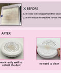 Comparison of traditional filter and 200 Sheets Disposable Nail Dust Filter Papers For Most Nail Dust Collectors And Vacuums showing efficiency