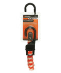 All Weather Must Have Adjustable Flat Bungee Cord From 10 In To 54 In Stretch Multicolor Tie Down Cord displayed in package