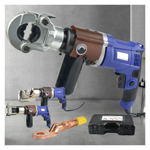 Super Powerful Electric Hydraulic Pliers For Copper And Aluminum Cables in ergonomic design with crimping tool, showcasing copper terminal.
