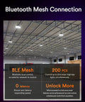 Smart Bluetooth UFO LED High Bay Light With Motion Sensor 100W 16,000 Lumens 5000K Installation in warehouse ceiling